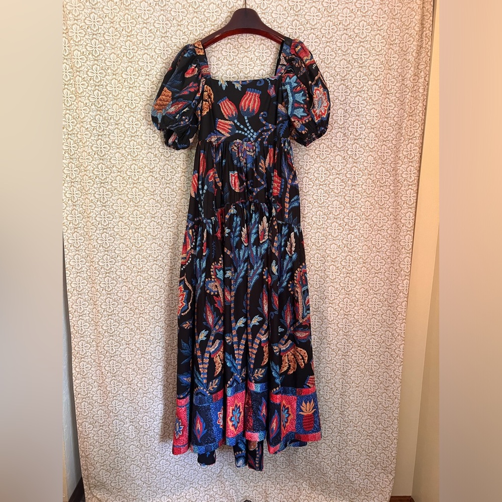 FARM Rio /Anthropology | Cotton Floral Maxi Peasant Hi-Low Dress
